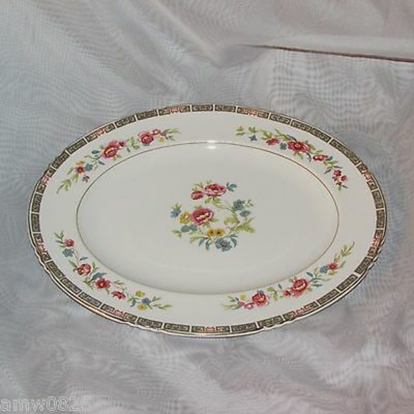 Large Serving Platter John Maddock 12" Oval Floral Center Cottagecore Vintage - Picture 9 of 9